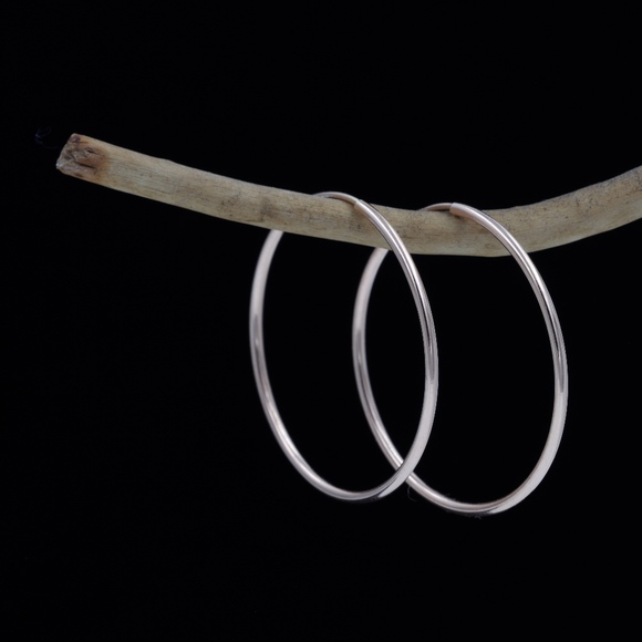 925 Sterling Silver Endless Hoop Earrings - Picture 3 of 7